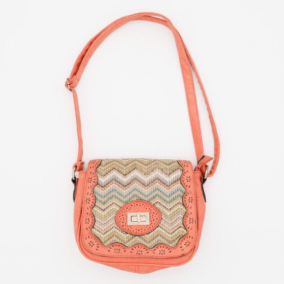 Boho Woven Leather Flap Crossbody Bag Adjustable Strap - Picture 1 of 4